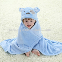 Bébé mignon chien flanelle couverture Hoodie robe de bain-bleu clair, peluche super doux et confortable pour bébé ou enfant en bas âge